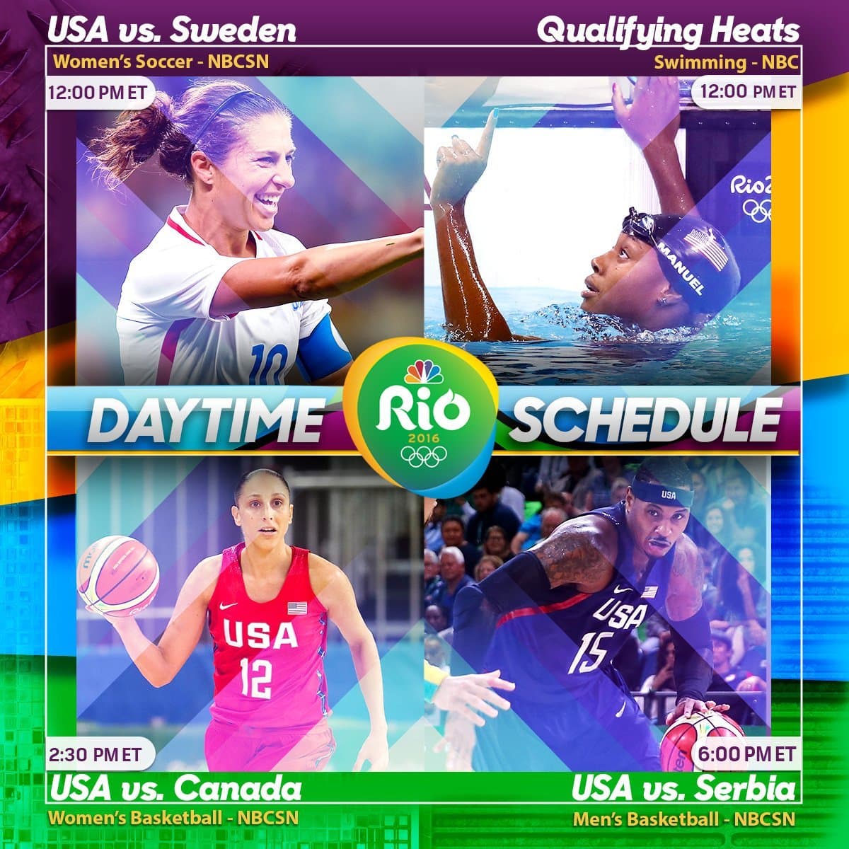 NBC Rio Olympics Daytime Schedule